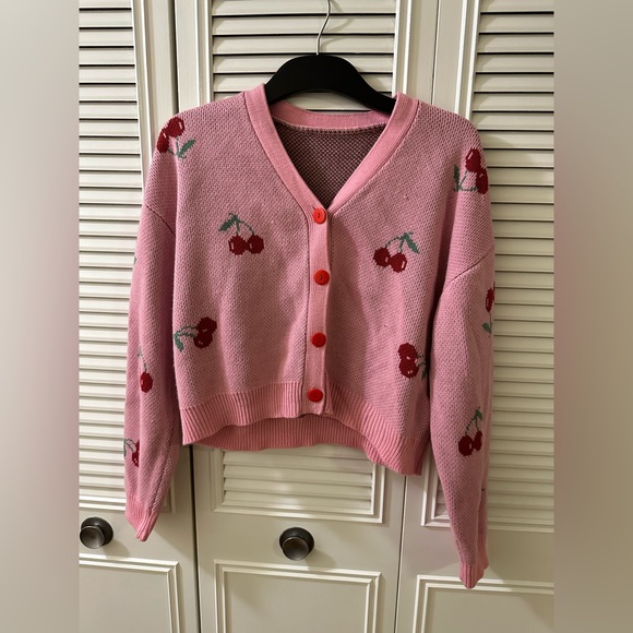 Cherry print knit sweater - Picture 1 of 3